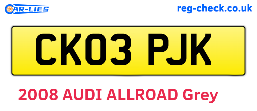 CK03PJK are the vehicle registration plates.