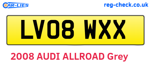 LV08WXX are the vehicle registration plates.