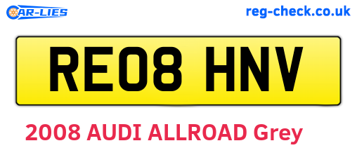 RE08HNV are the vehicle registration plates.