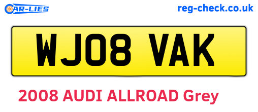 WJ08VAK are the vehicle registration plates.