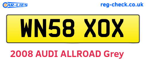 WN58XOX are the vehicle registration plates.