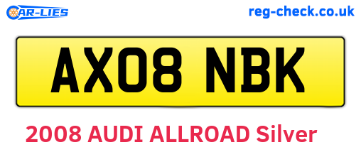 AX08NBK are the vehicle registration plates.