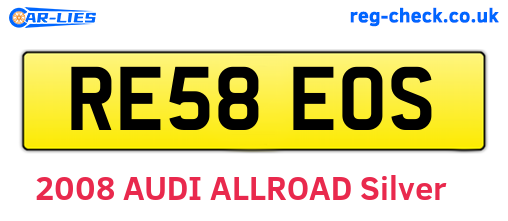 RE58EOS are the vehicle registration plates.