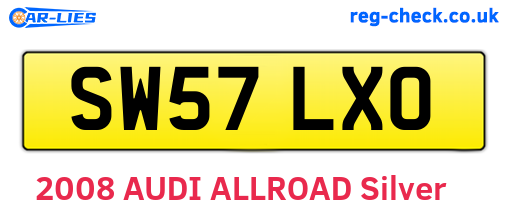 SW57LXO are the vehicle registration plates.