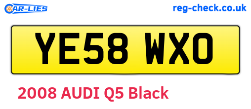 YE58WXO are the vehicle registration plates.