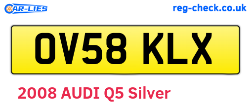 OV58KLX are the vehicle registration plates.