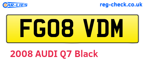 FG08VDM are the vehicle registration plates.