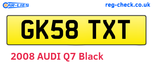 GK58TXT are the vehicle registration plates.