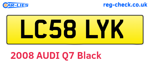 LC58LYK are the vehicle registration plates.