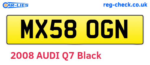MX58OGN are the vehicle registration plates.