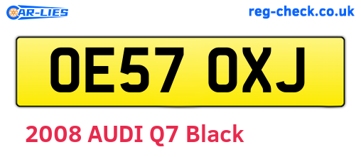 OE57OXJ are the vehicle registration plates.
