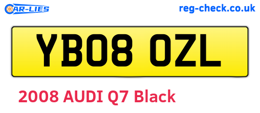YB08OZL are the vehicle registration plates.