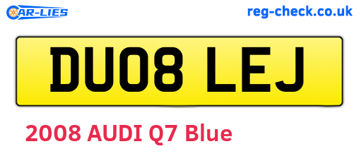 DU08LEJ are the vehicle registration plates.