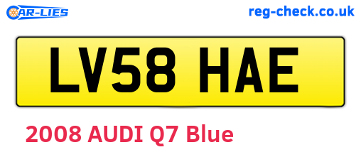 LV58HAE are the vehicle registration plates.