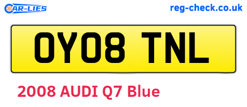 OY08TNL are the vehicle registration plates.