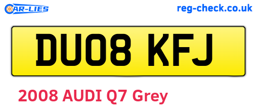 DU08KFJ are the vehicle registration plates.