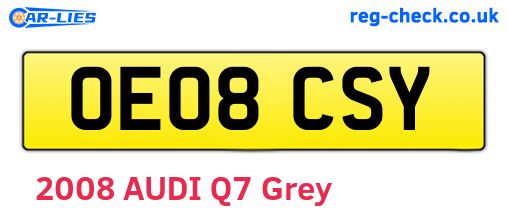 OE08CSY are the vehicle registration plates.
