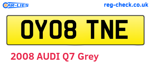 OY08TNE are the vehicle registration plates.