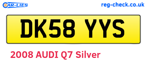 DK58YYS are the vehicle registration plates.