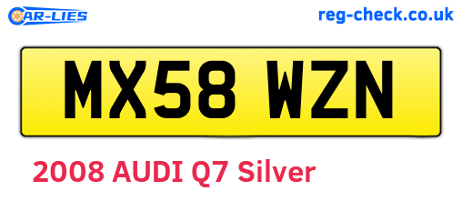 MX58WZN are the vehicle registration plates.