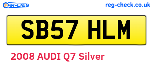 SB57HLM are the vehicle registration plates.