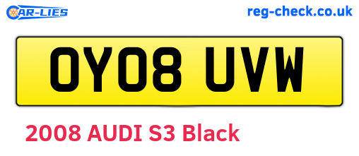 OY08UVW are the vehicle registration plates.