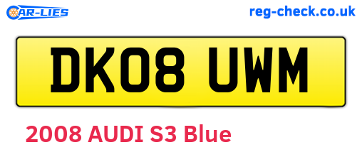 DK08UWM are the vehicle registration plates.