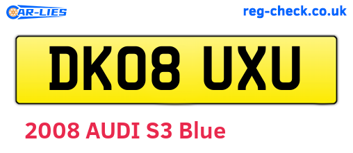 DK08UXU are the vehicle registration plates.