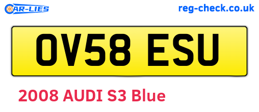 OV58ESU are the vehicle registration plates.