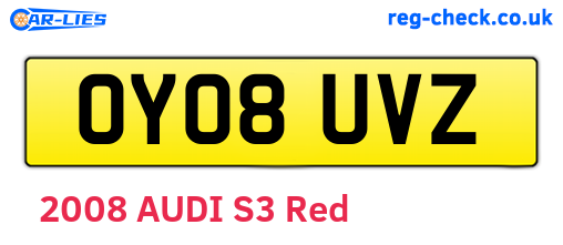 OY08UVZ are the vehicle registration plates.