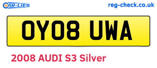 OY08UWA are the vehicle registration plates.