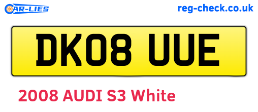 DK08UUE are the vehicle registration plates.