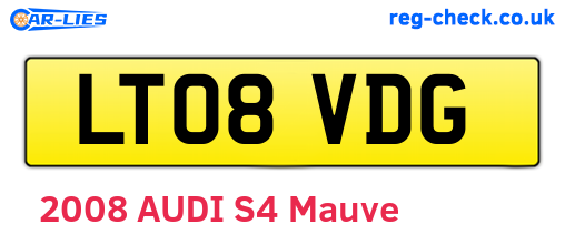 LT08VDG are the vehicle registration plates.