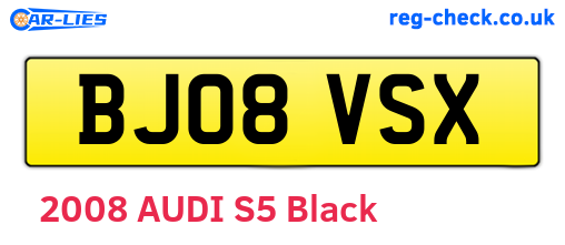 BJ08VSX are the vehicle registration plates.