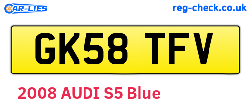 GK58TFV are the vehicle registration plates.