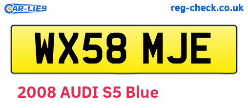 WX58MJE are the vehicle registration plates.