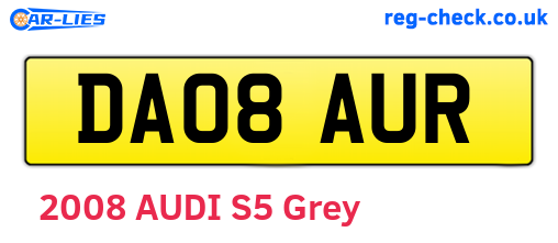 DA08AUR are the vehicle registration plates.