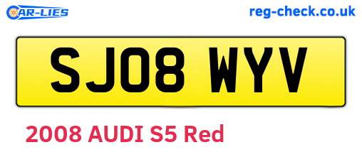 SJ08WYV are the vehicle registration plates.