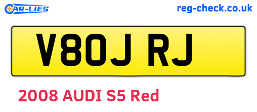 V80JRJ are the vehicle registration plates.