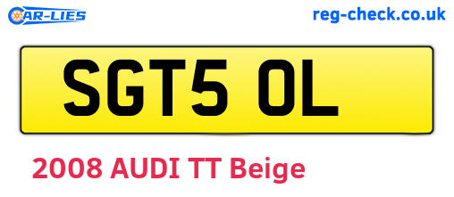 SGT50L are the vehicle registration plates.
