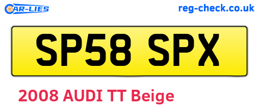 SP58SPX are the vehicle registration plates.