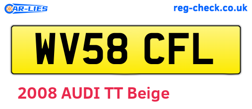 WV58CFL are the vehicle registration plates.