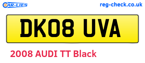DK08UVA are the vehicle registration plates.