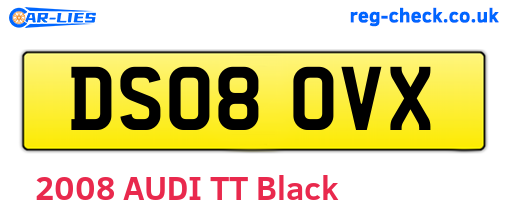 DS08OVX are the vehicle registration plates.