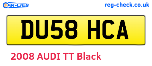 DU58HCA are the vehicle registration plates.
