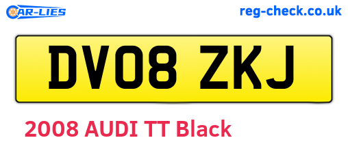 DV08ZKJ are the vehicle registration plates.