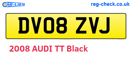 DV08ZVJ are the vehicle registration plates.