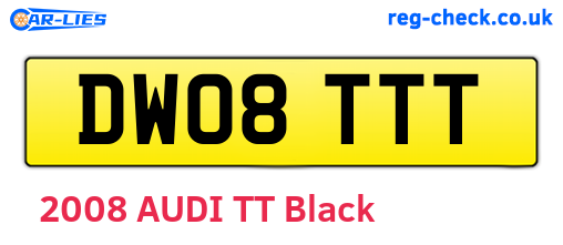 DW08TTT are the vehicle registration plates.