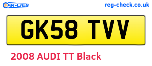 GK58TVV are the vehicle registration plates.