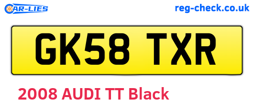 GK58TXR are the vehicle registration plates.